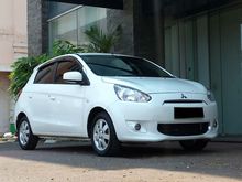 2014 Mitsubishi Mirage 1.2 GLS Automatic AT putih Tdp20jt,Km23rb,Ganjil, AC Digital