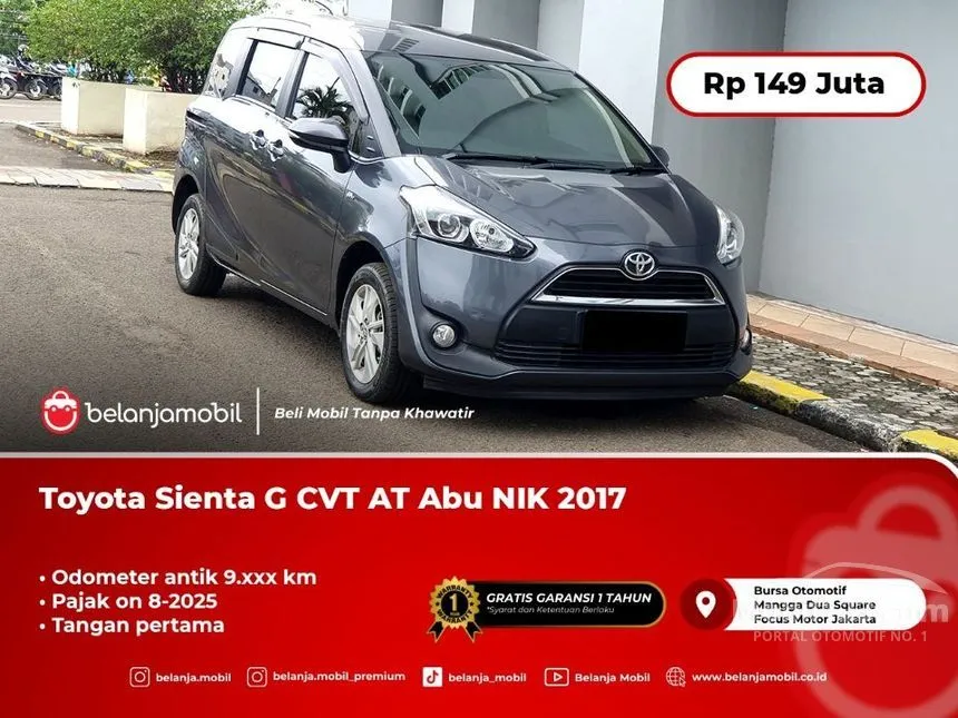 Jual Mobil Toyota Sienta 2017 G 1.5 di DKI Jakarta Automatic MPV Abu