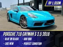 2017 Porsche 718 2.5 Cayman S Coupe Blue on Black Biru