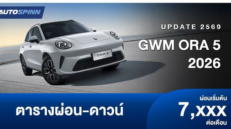 ตารางผ่อน GWM ORA 5 เอสยูวี-บี 2 ขุมพลังใหม่ อย่างเป็นทางการ
