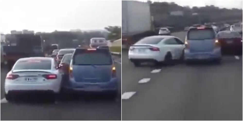 VIDEO: Audi And MPV Get Into A Hilarious/Moronic Shoving Game Over Who Goes First 