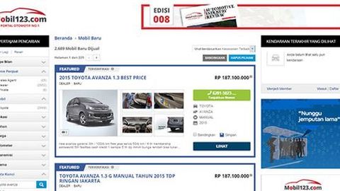 Toyota dan Avanza Dominasi Penjualan Mobil di Internet
