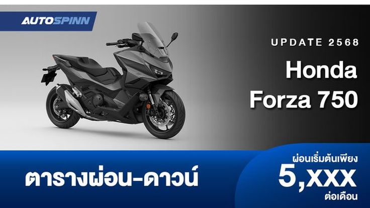 ตารางผ่อน ดาวน์ Honda Forza750 เริ่ม 6,000 มีทอน
