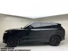 2023 Land Rover Range Rover Sport 3.0 P440e Autobiography PHEV SUV TERAWAT. PRICE BEST DEAL NEGO. MULUS. Black On Black. LOW KM 25,xxx PLUG IN HYBRID