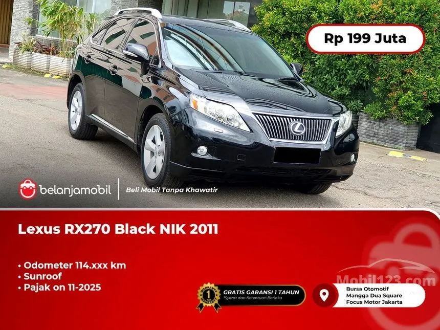 Jual Mobil Lexus RX 270 2011 2.7 di DKI Jakarta Automatic SUV Hitam Rp 199.000.000