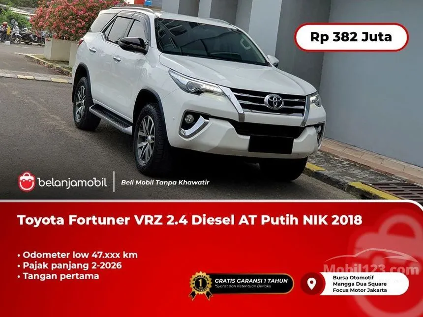 Jual Mobil Toyota Fortuner 2018 VRZ 4X2 2.4 di DKI Jakarta Automatic SUV Putih Rp 382.000.000