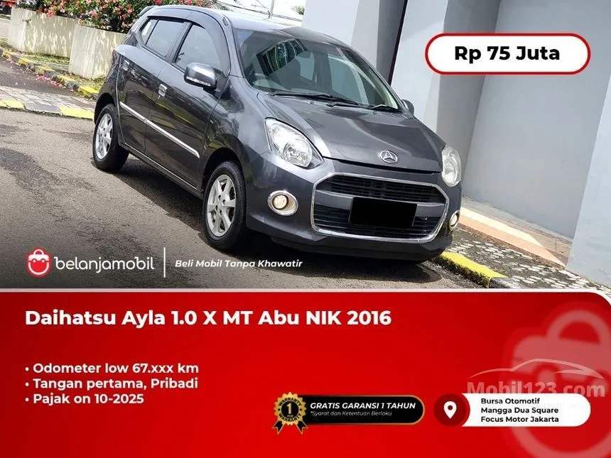 Jual Mobil Daihatsu Ayla 2016 X 1.0 di DKI Jakarta Manual Hatchback Abu