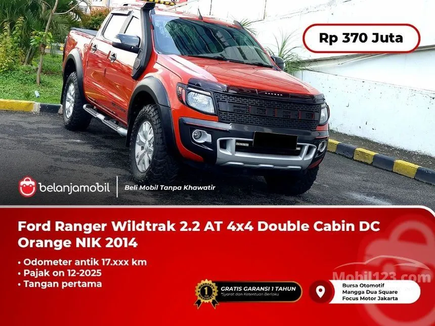 Jual Mobil Ford Ranger 2014 Double Cab Wildtrak 4X4 2.2 di DKI Jakarta Automatic Pickup Orange Rp 370.000.000