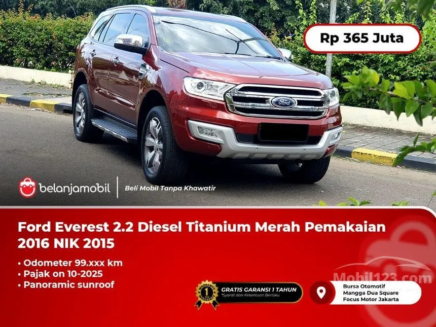 Jual Mobil Ford Everest 2015 Titanium 2.2 di DKI Jakarta Automatic SUV Merah Rp 365.000.000
