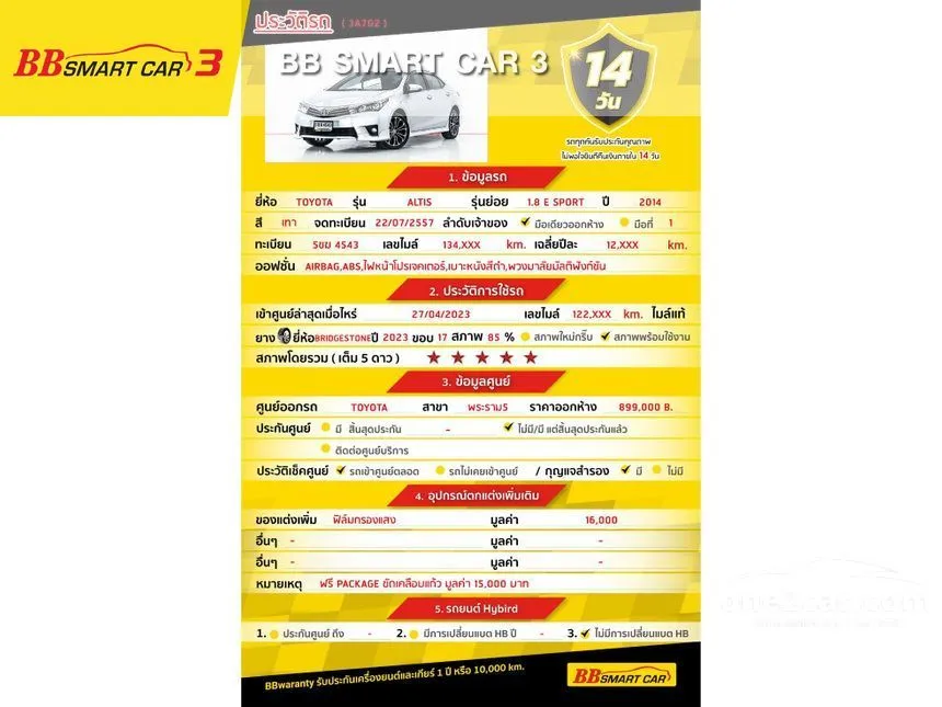 2014 Toyota Corolla Altis ESPORT Sedan