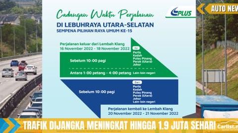 PLUS keluarkan Cadangan Waktu Perjalanan balik mengundi – 16-21 November 2022
