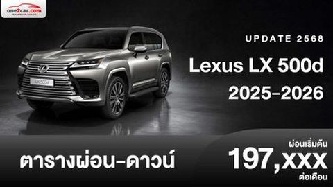 ตารางผ่อน Lexus LX 500d เครื่องยนต์ดีเซลเทอร์โบคู่ 3.3 ลิตร