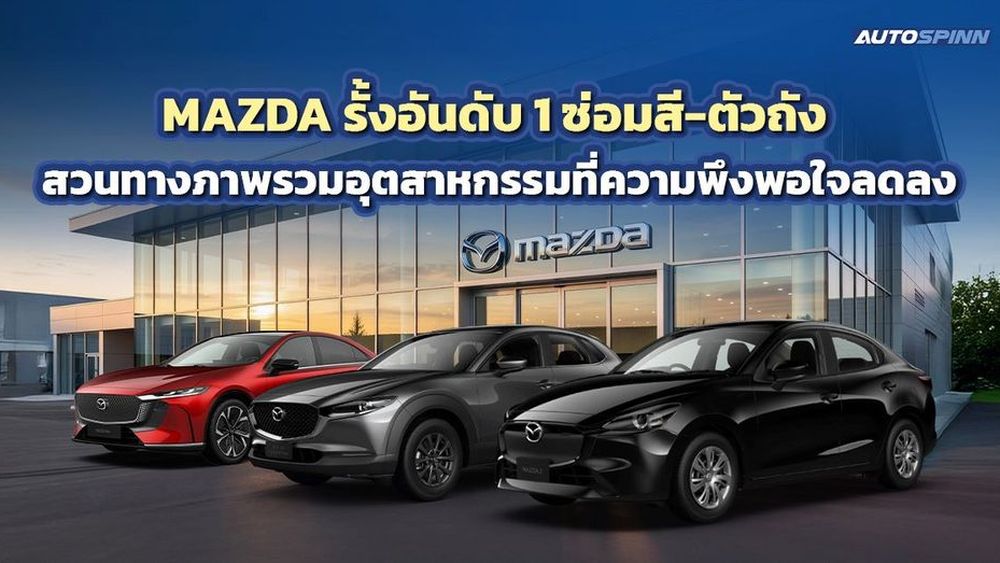 MAZDA รั้งอันดับ 1 ซ่อมสี-ตัวถัง สวนทางภาพรวมอุตสาหกรรมที่ความพึงพอใจลดลง